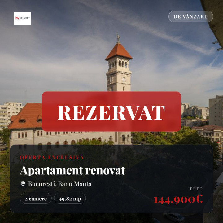 2 camere Banu Manta/Decomandat/Renovat 2026/Bloc reabilitat/Balcon pe 2 laturi