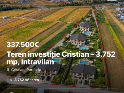 Teren investiție Cristian – 3.752 mp, intravilan front stradal dublu - 