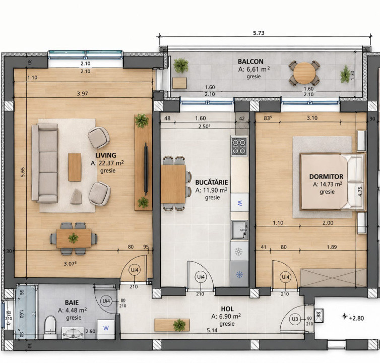 Apartament 2 camere , ansamblu rezidential nou, constructie noua , Selimbar