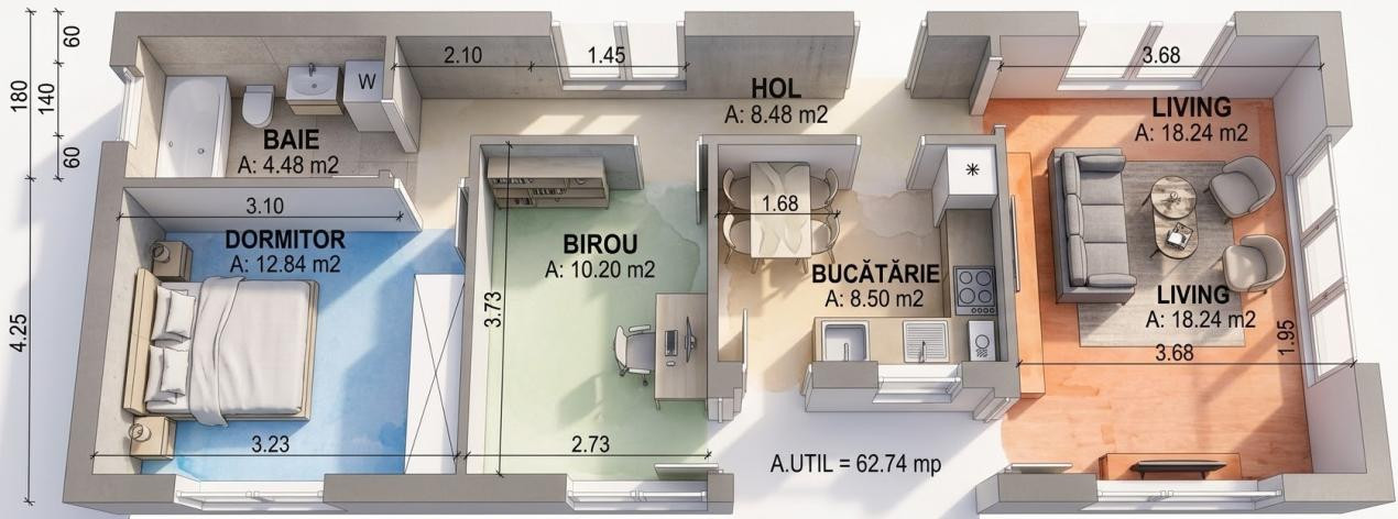 Apartament 3 camere decomandat 