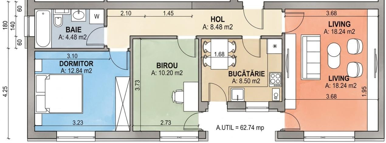 Apartament 3 camere decomandat 