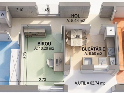 Apartament 3 camere decomandat 