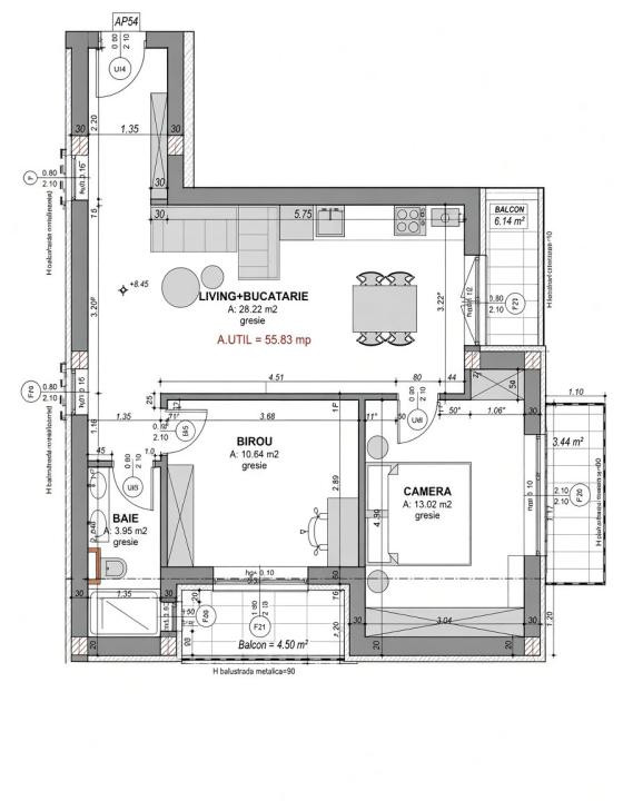Apartament trei camere, trei balcoane 