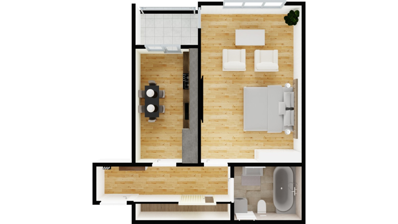 Apartament 1 camera cu Gradina - Nou - Selimbar