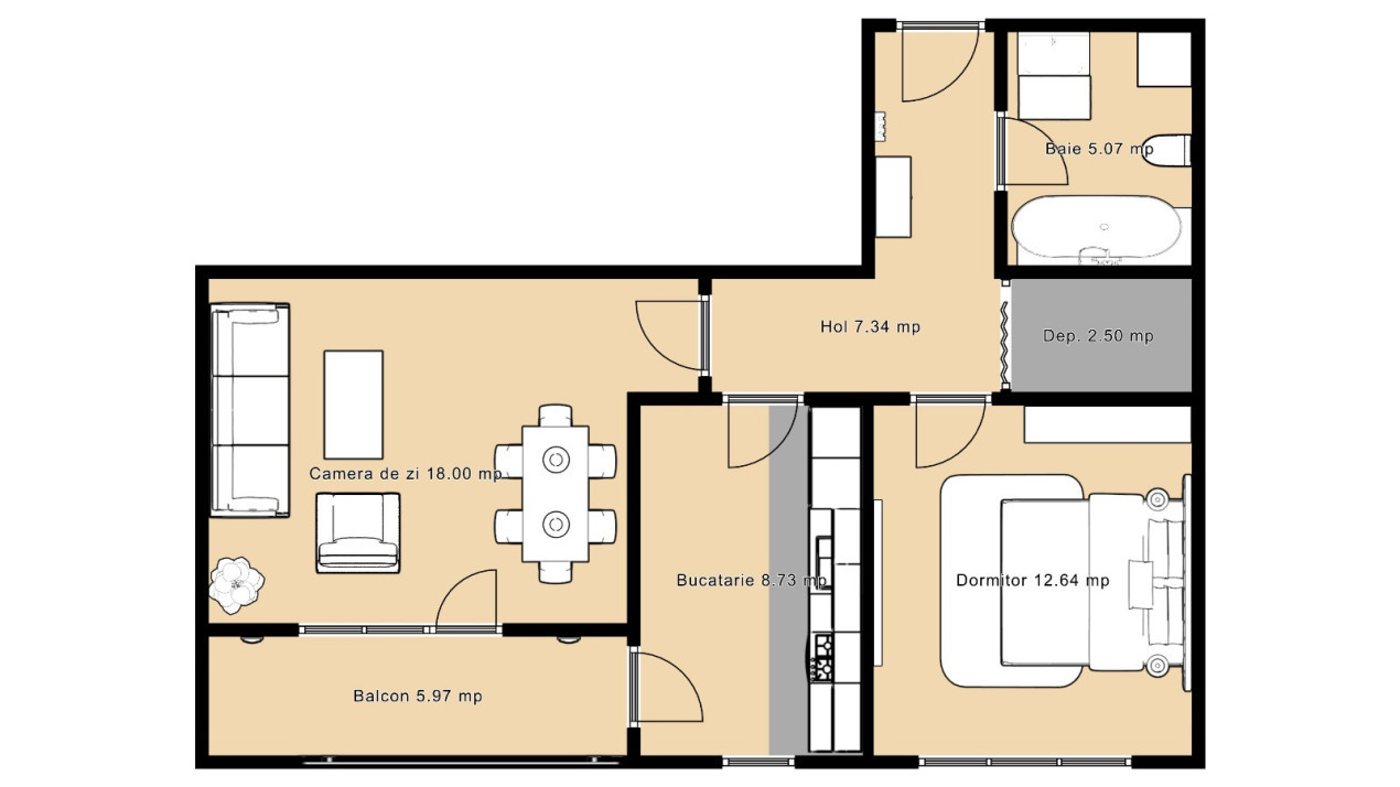 Apartament 2 camere - Nou - Etaj 1 - Selimbar