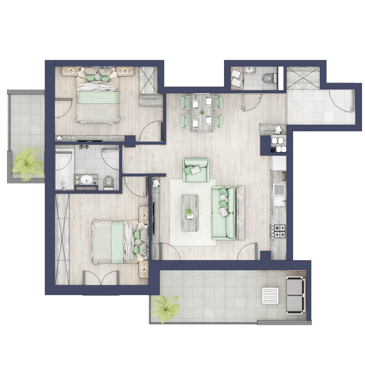 Apartament 3 camere - 2 bai 