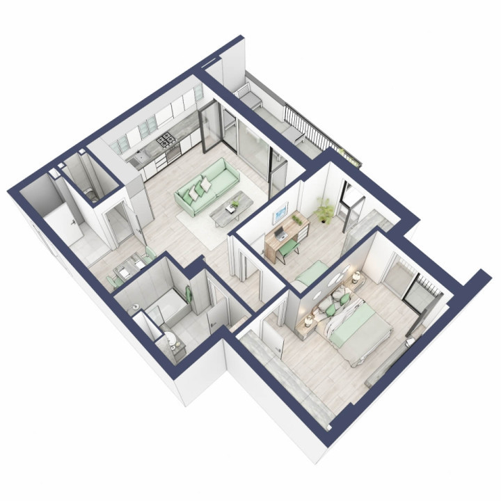 Apartament 3 camere - 2 bai - Ansamblu Privat