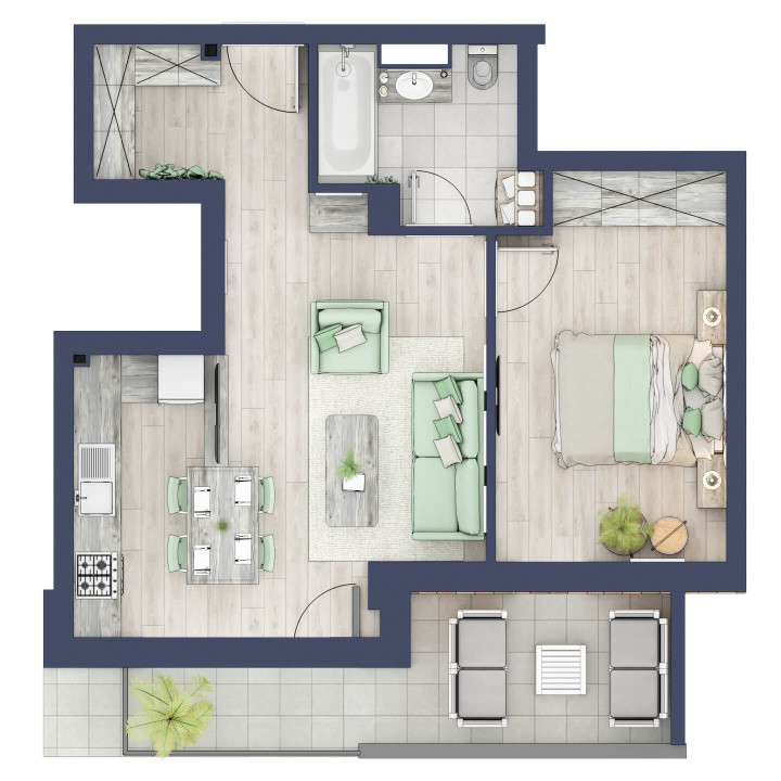 Apartament 2 camere, PARTER