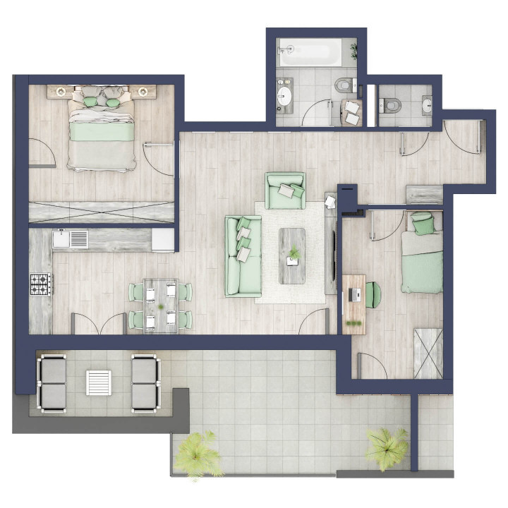 Apartament 3 camere - 2 bai - Terasa 22 mp