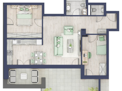 Apartament 3 camere - 2 bai - Terasa 22 mp