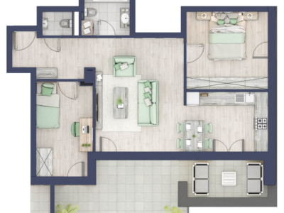 Apartament 3 camere - 2 bai - Terasa 22,2 mp