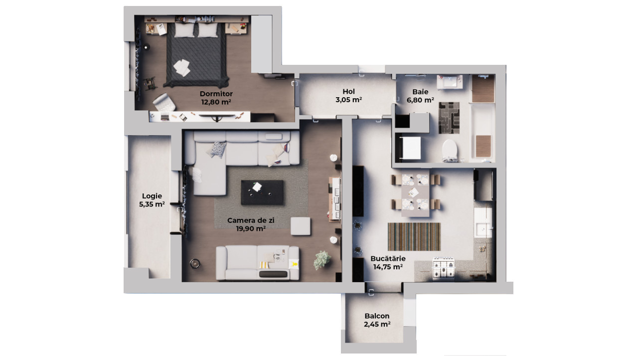Apartament 2 camere - Decomandat - Etaj Parter