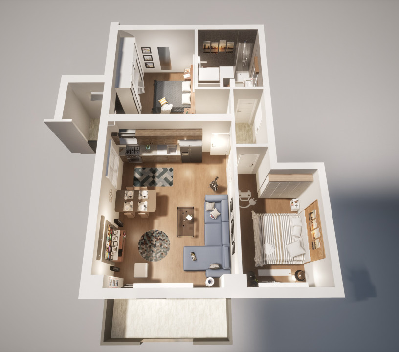 Apartament 3 camere - 2 balcoane 9,2 mp - Etaj 5