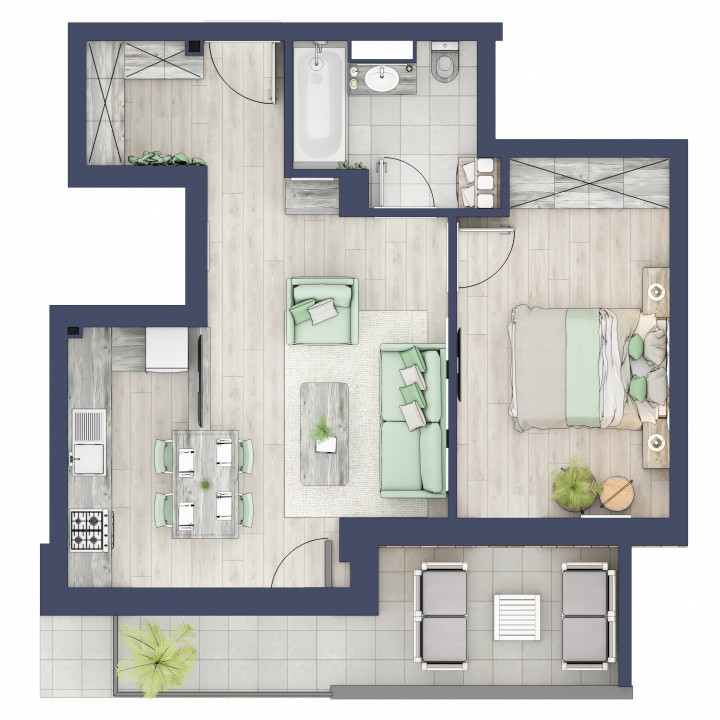 Apartament 2 camere - Nou - Terasa 10 mp - Ansamblu Privat