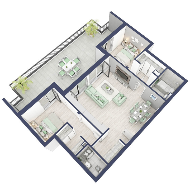 Apartament 3 camere - 2 bai - parcare subterana inclusa 